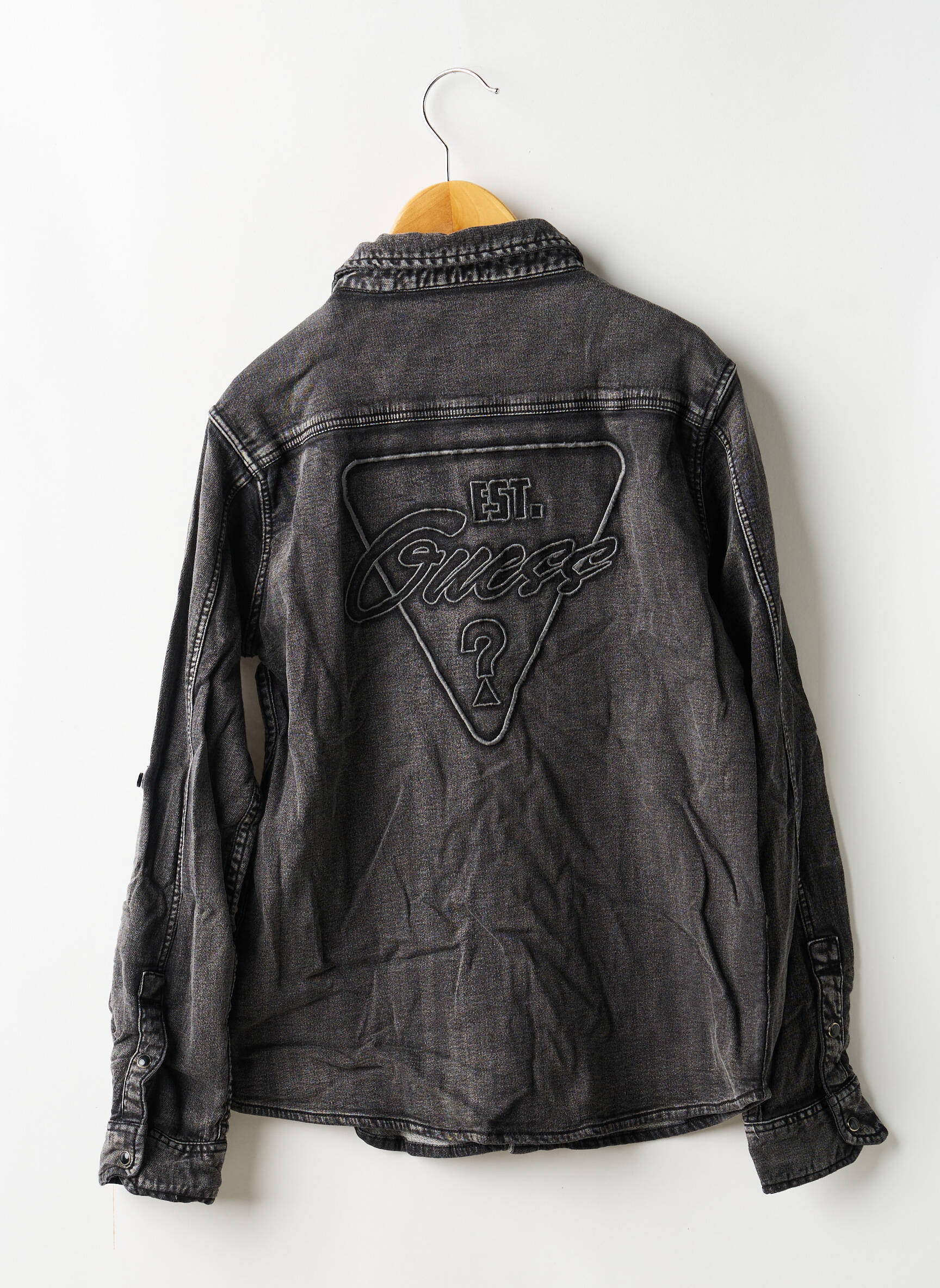 Chemise manches longues fermeture pressionnée gris GUESS garçon
