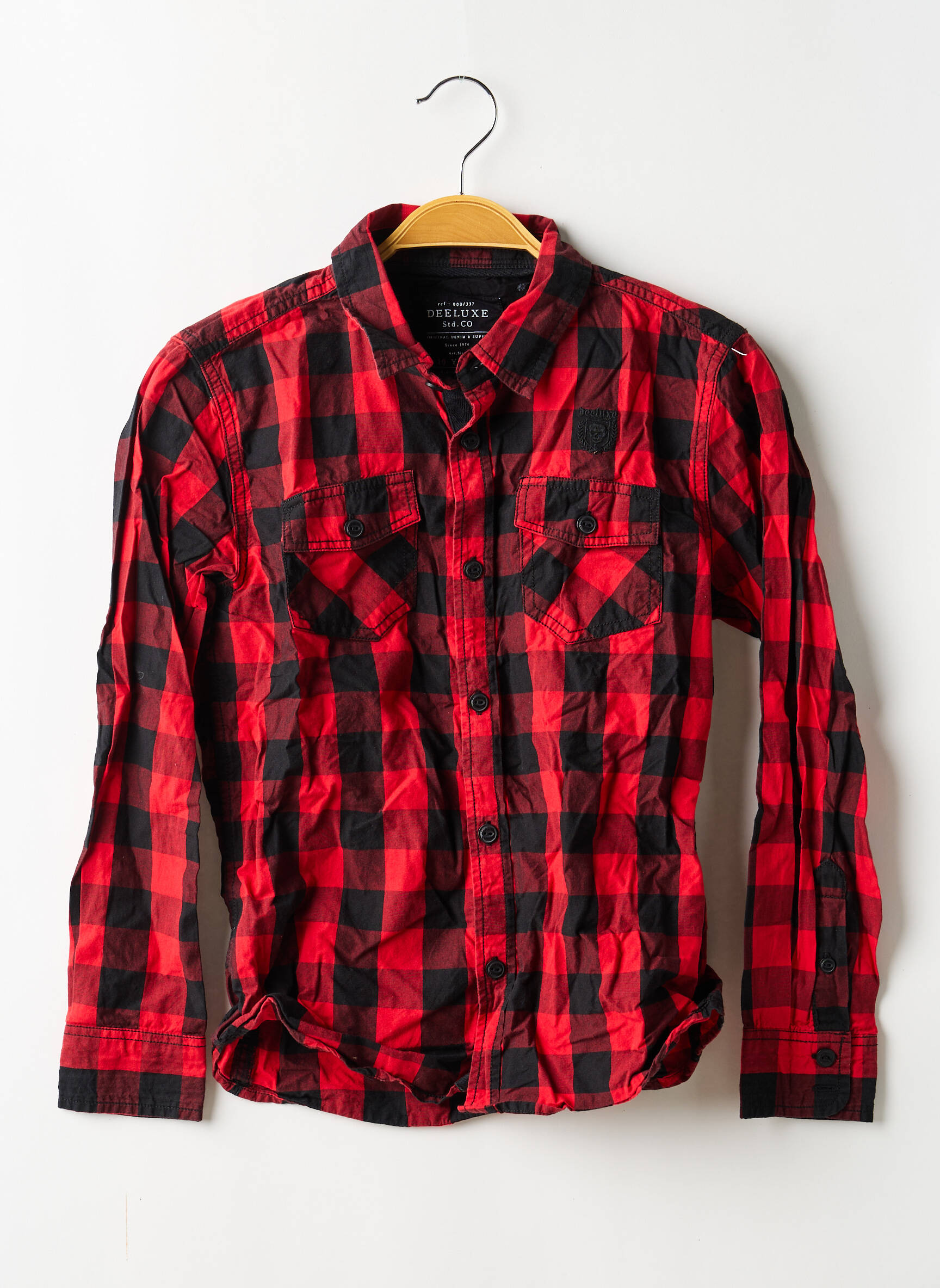 Chemise manches longues tissage popeline rouge DEELUXE garçon