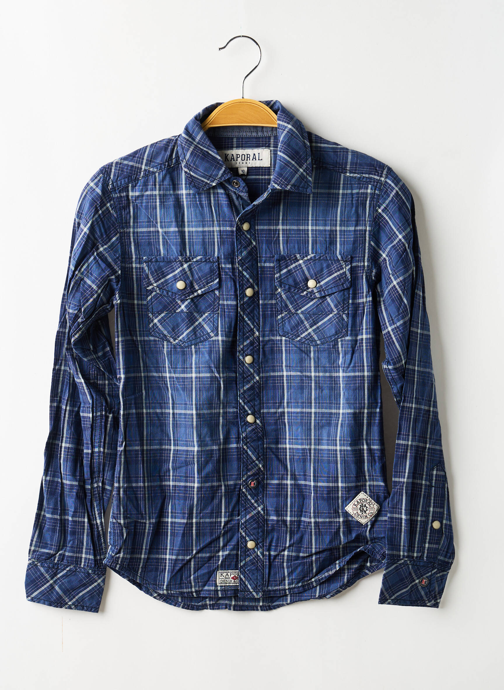 Chemise manches longues fermeture pressionnée bleu KAPORAL garçon