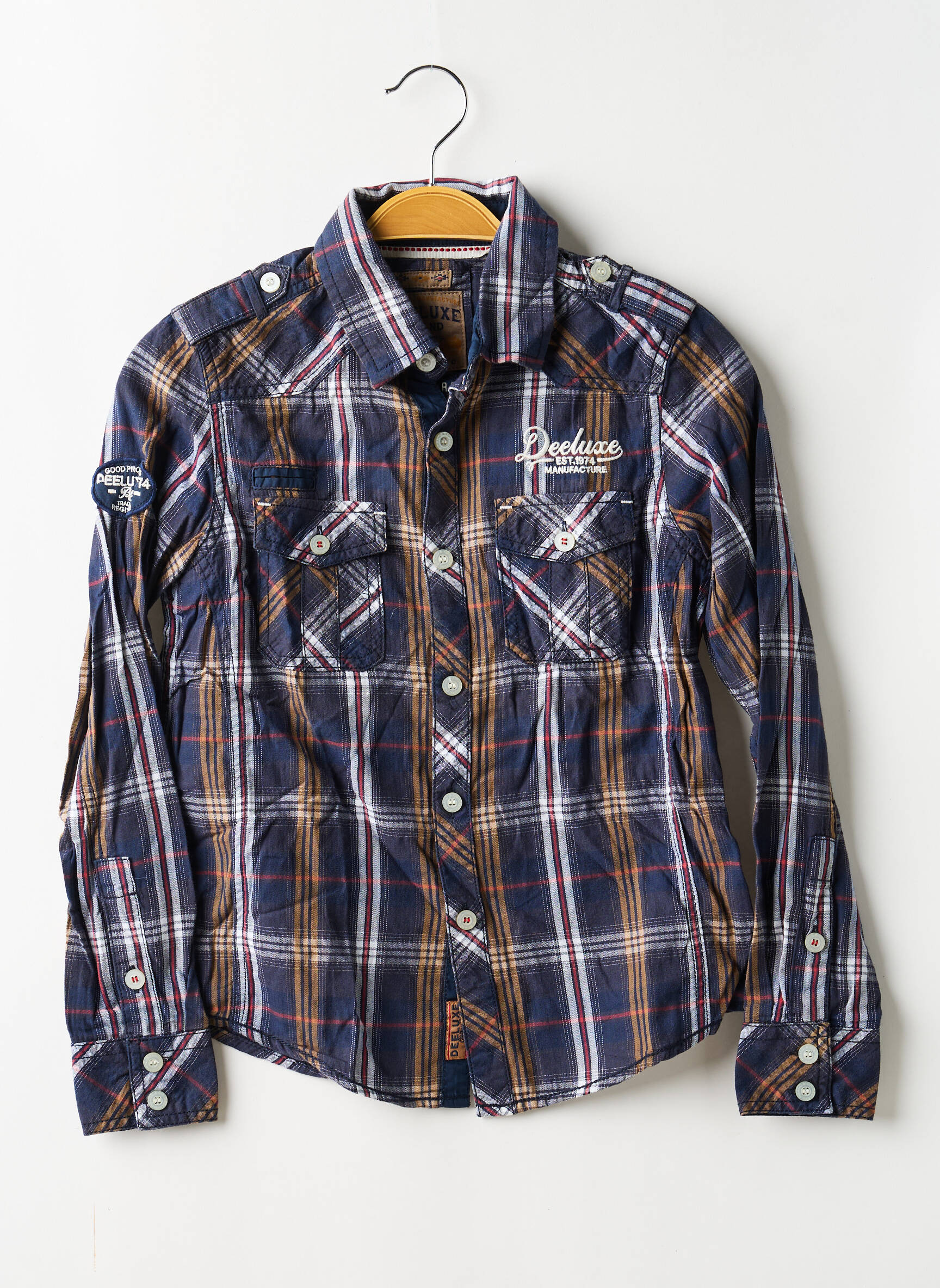 Chemise manches longues tissage popeline bleu DEELUXE garçon