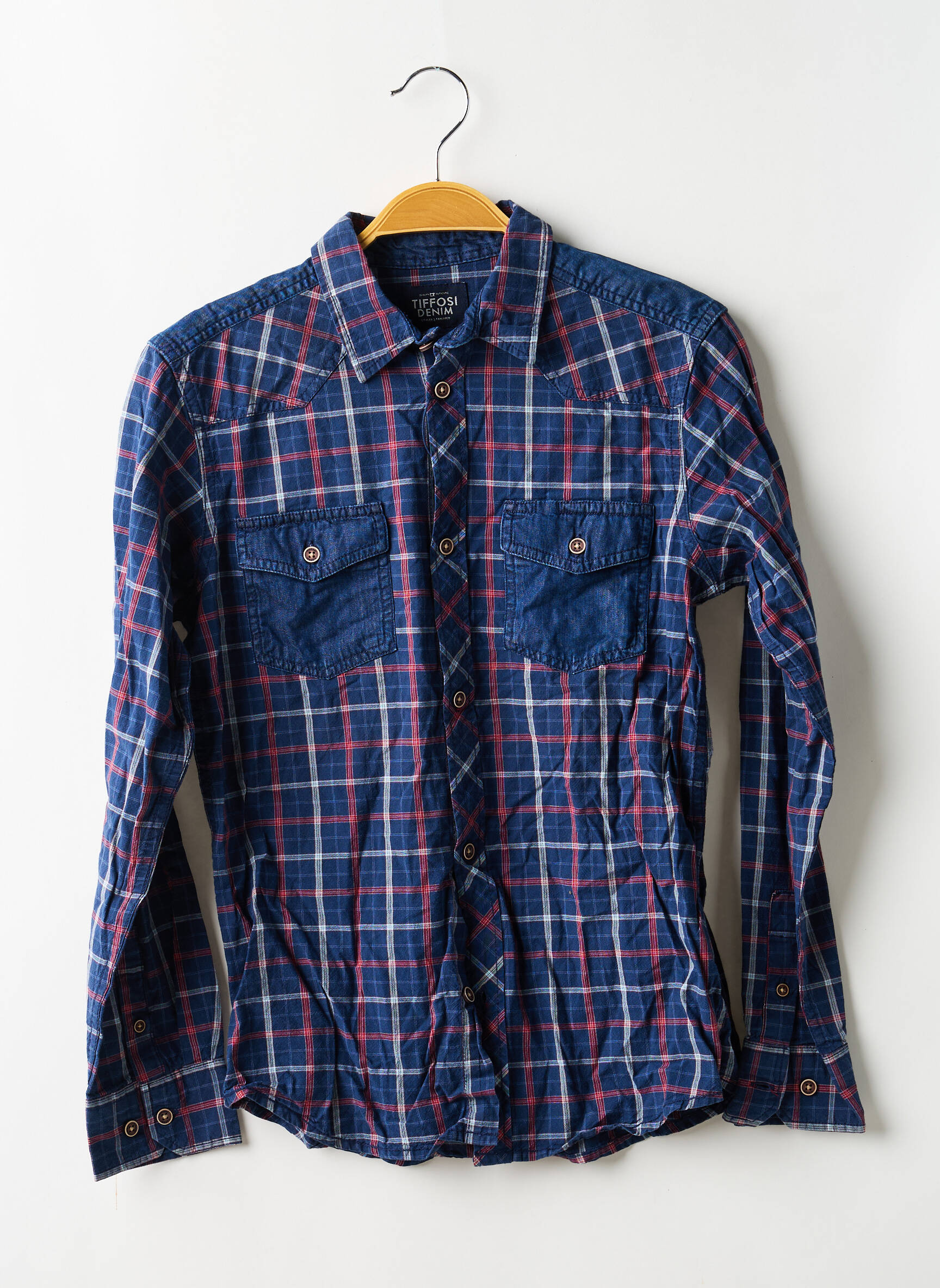 Chemise manches longues tissage popeline bleu TIFFOSI garçon