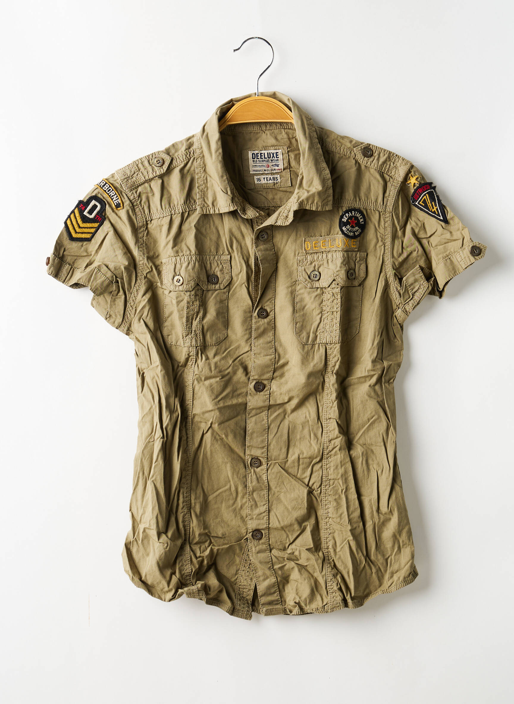 Chemise manches courtes broderie vert DEELUXE garçon