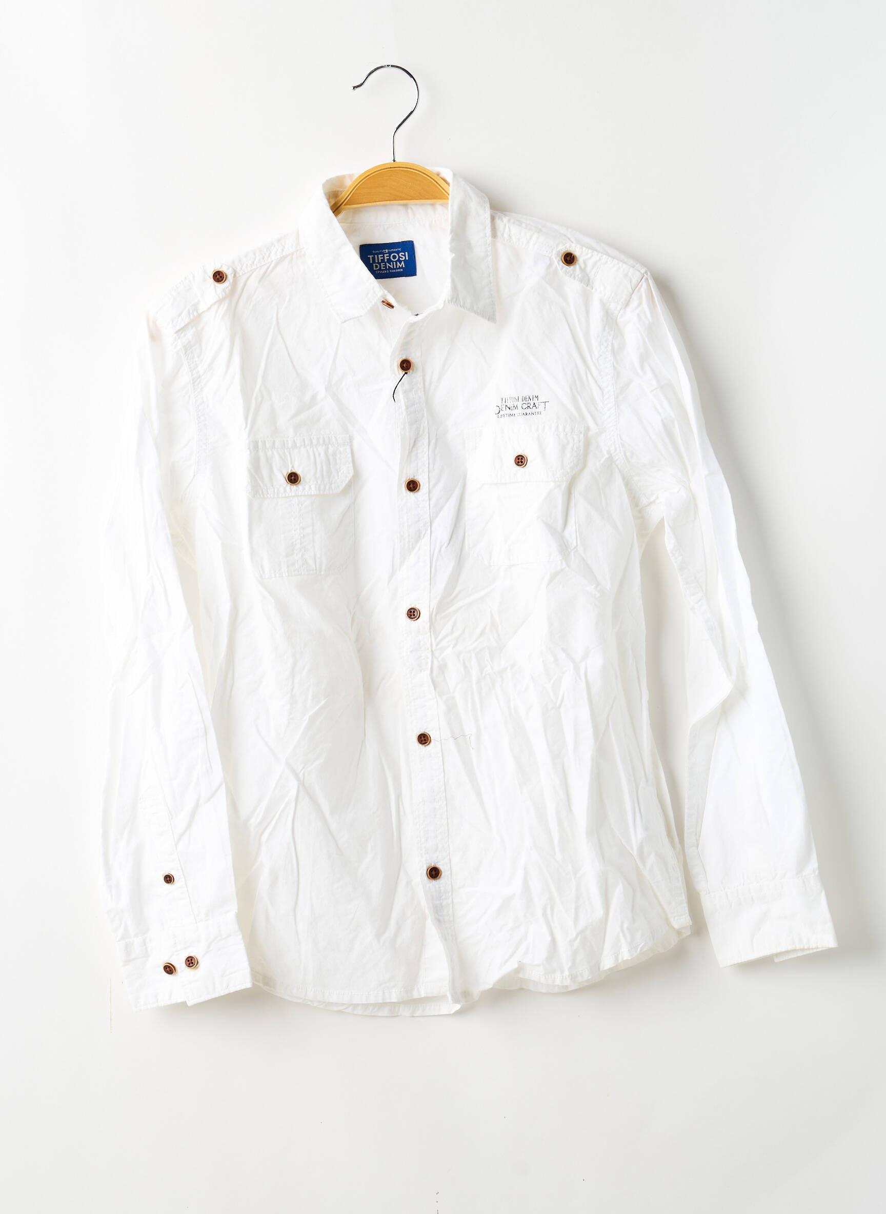 Chemise manches longues tissage popeline blanc TIFFOSI garçon
