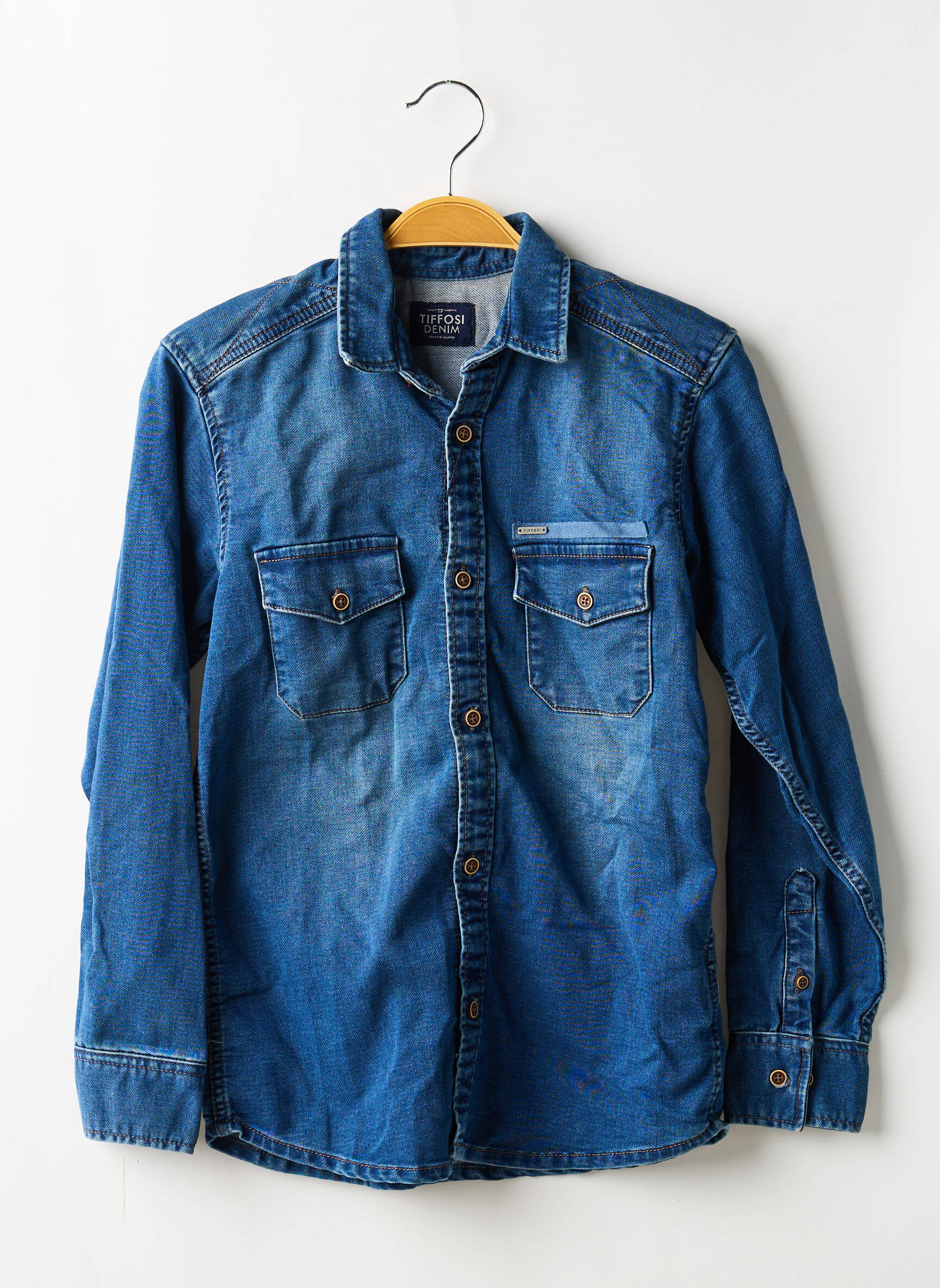 Chemise manches longues coupe droite bleu TIFFOSI garçon