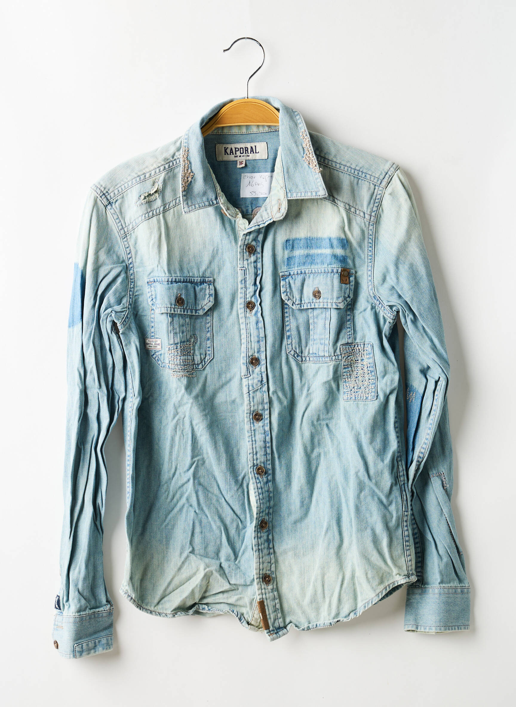 Chemise manches longues fermeture boutonnée sur le devant bleu KAPORAL garçon