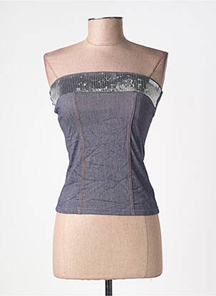 Top col carré sans manche bleu INFLUENCE femme