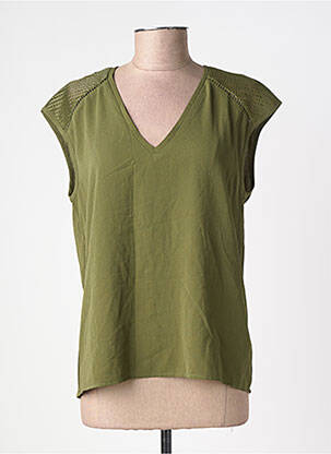 Top tissage crêpe manches courtes vert DEELUXE femme