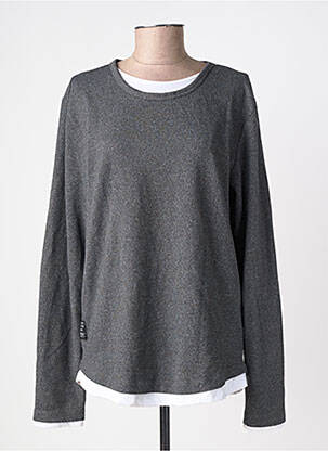 Pull tissage chiné manches longues gris DEELUXE femme