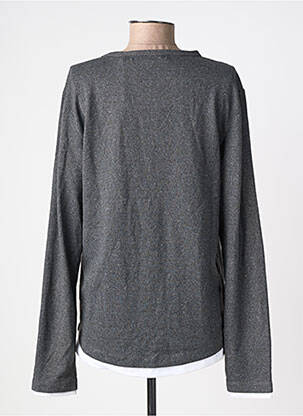 Pull tissage chiné manches longues gris DEELUXE femme