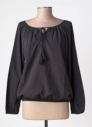 Blouse tissage popeline manches longues noir DEELUXE femme