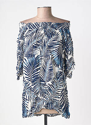 Tunique manches longues tissage crêpe bleu MOLLY BRACKEN femme