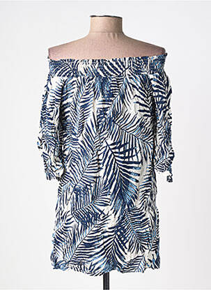 Tunique manches longues tissage crêpe bleu MOLLY BRACKEN femme
