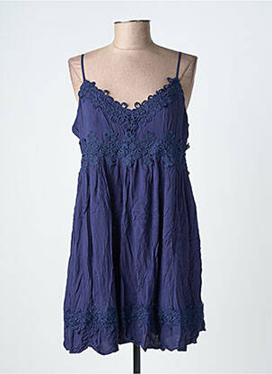 Robe courte coupe cintrée fines bretelles bleu MOLLY BRACKEN femme