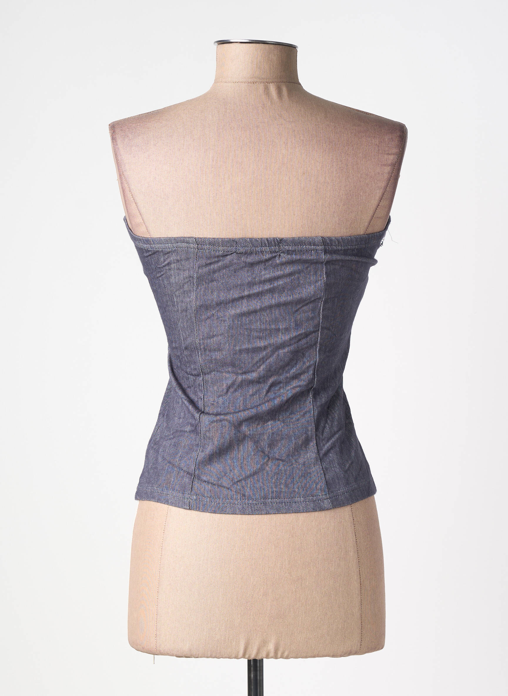 Top col carré sans manche bleu INFLUENCE femme