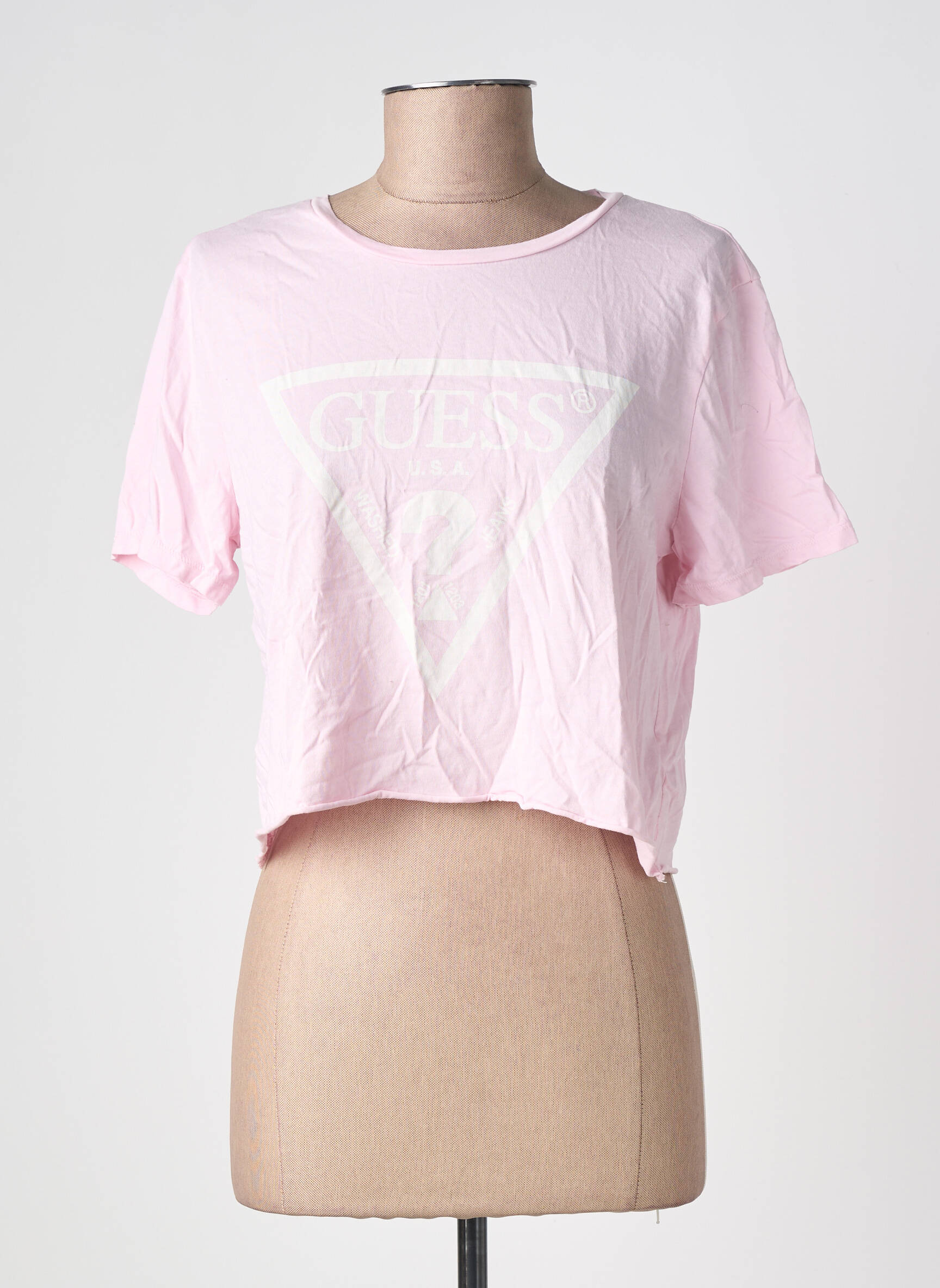 T-shirt imprimé fantaisie manches courtes rose GUESS femme