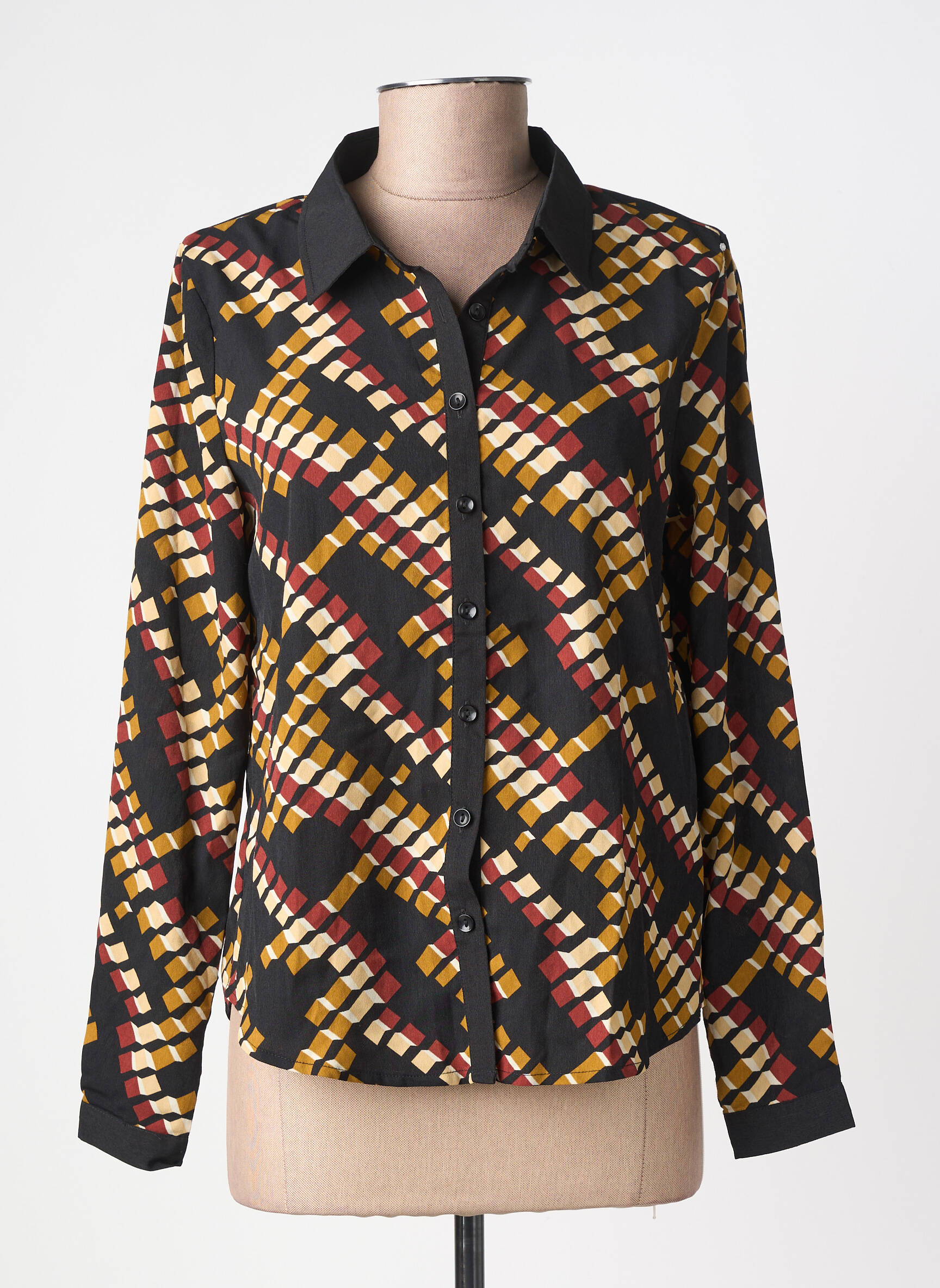 Chemisier coupe cintrée manches longues noir MOLLY BRACKEN femme