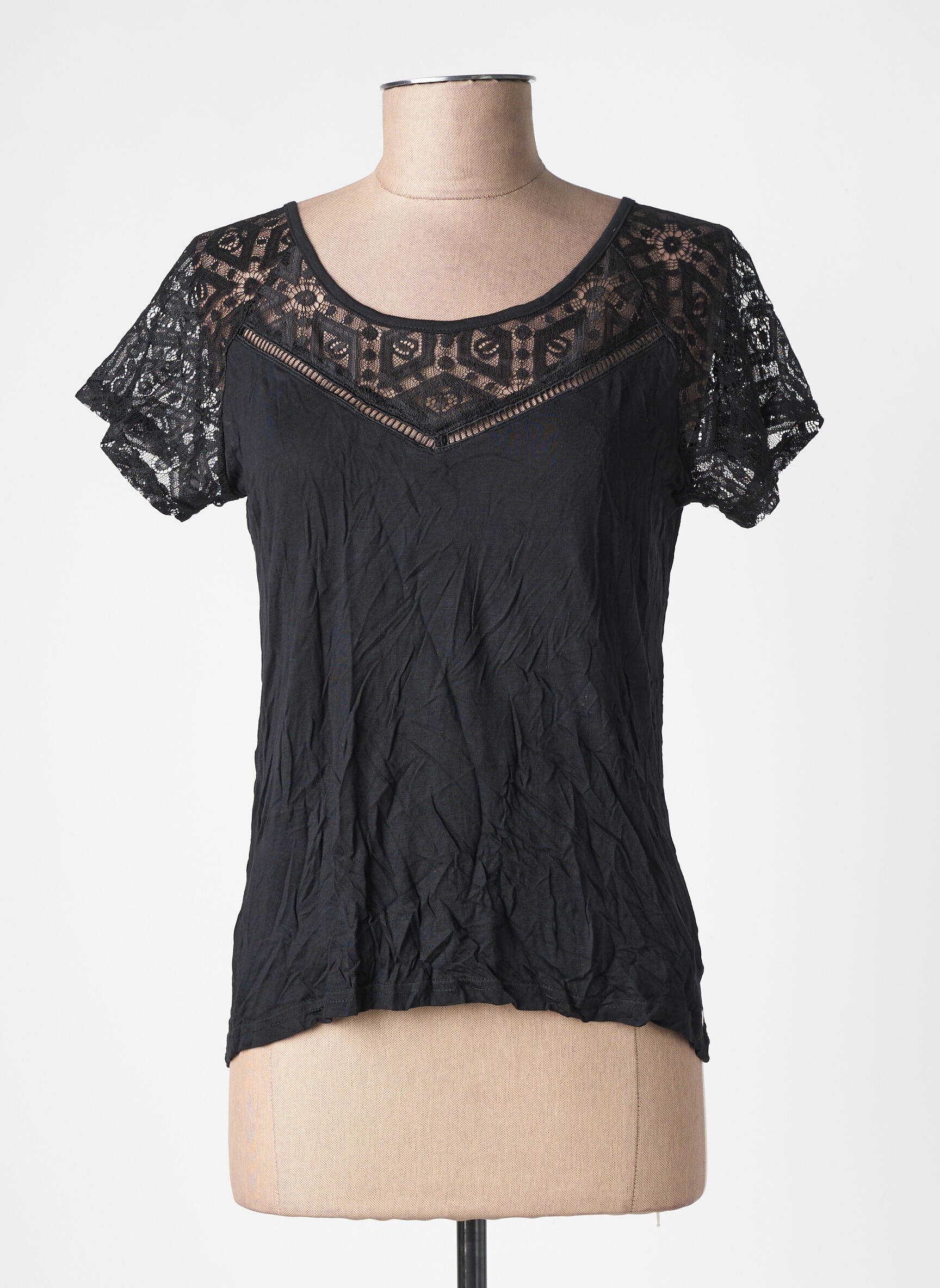 T-shirt stretch manches courtes noir DEELUXE femme