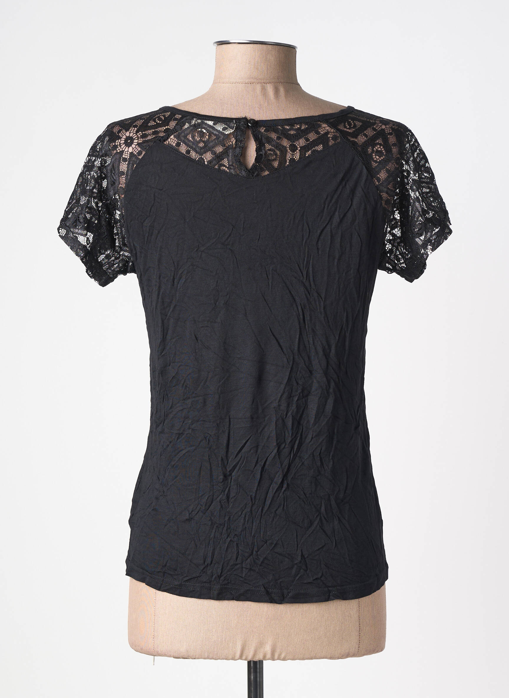 T-shirt stretch manches courtes noir DEELUXE femme