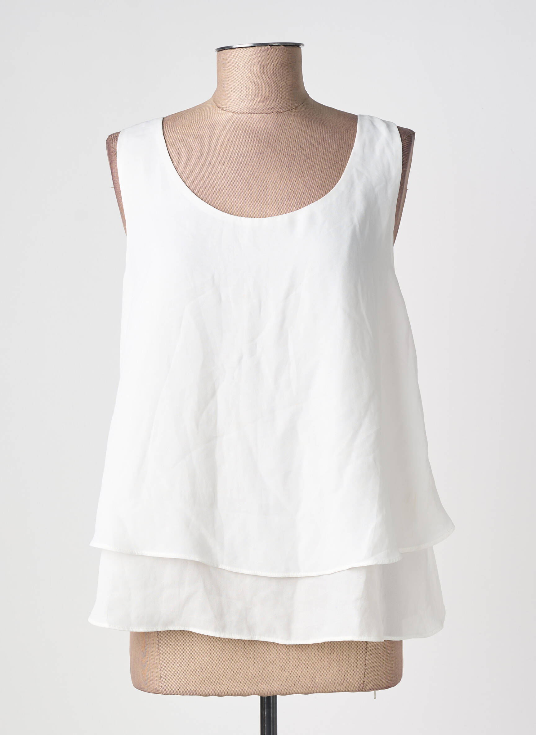 Top tissage crêpe sans manche blanc MOLLY BRACKEN femme