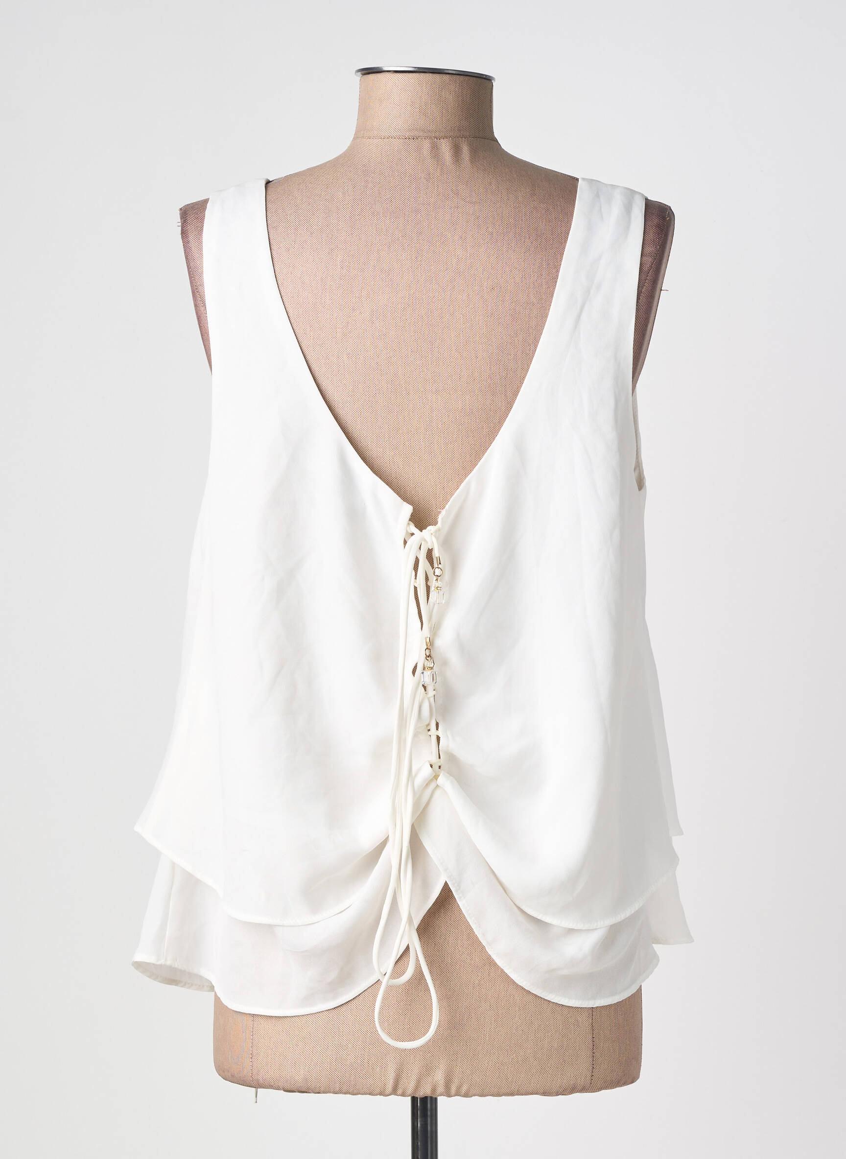 Top tissage crêpe sans manche blanc MOLLY BRACKEN femme