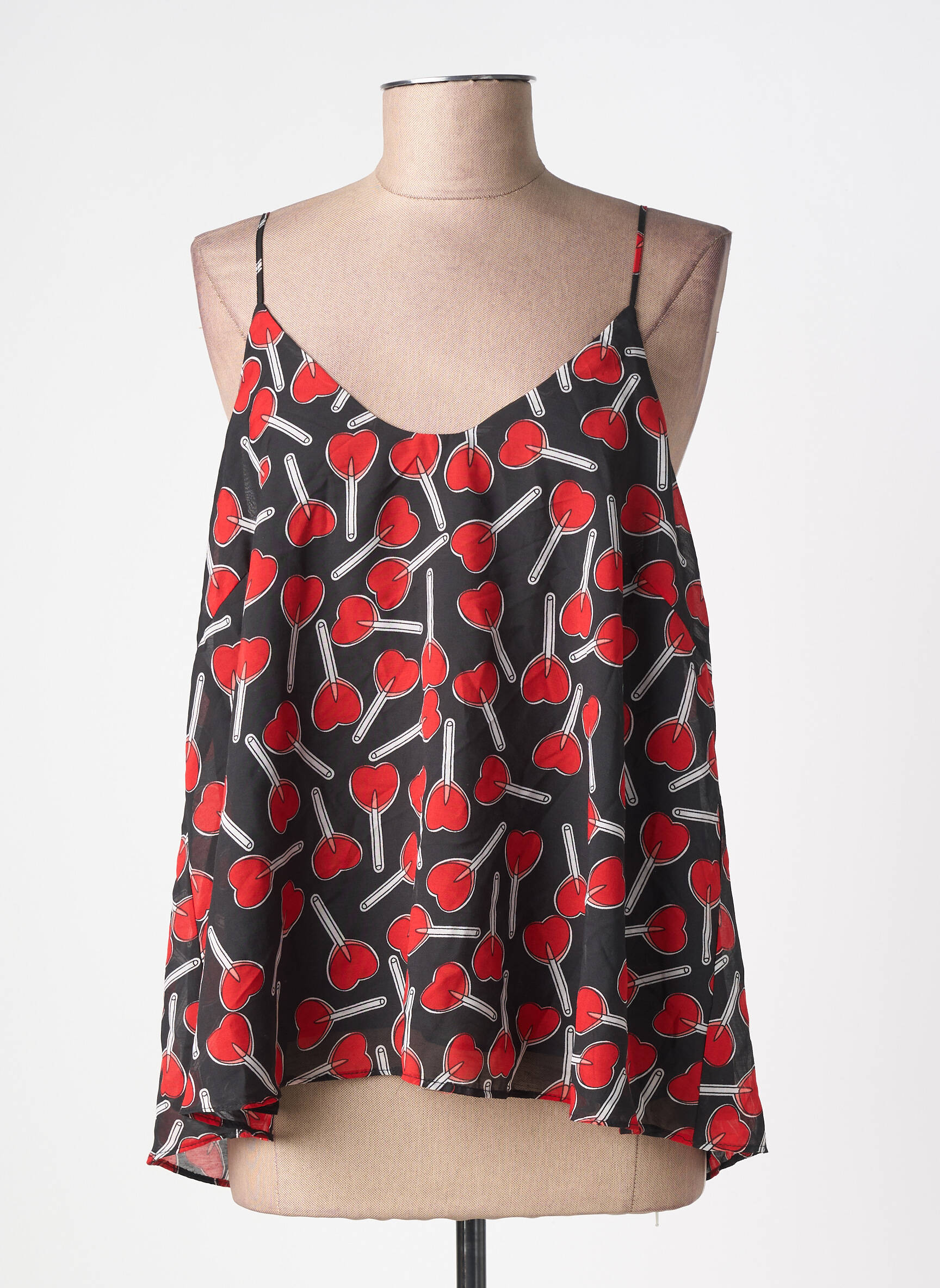 Top tissage crêpe fines bretelles noir MOLLY BRACKEN femme