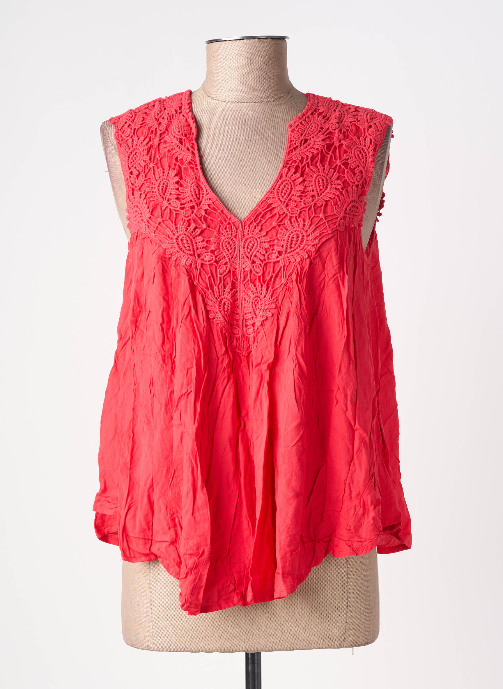 Top coupe fluide sans manche rouge MOLLY BRACKEN femme