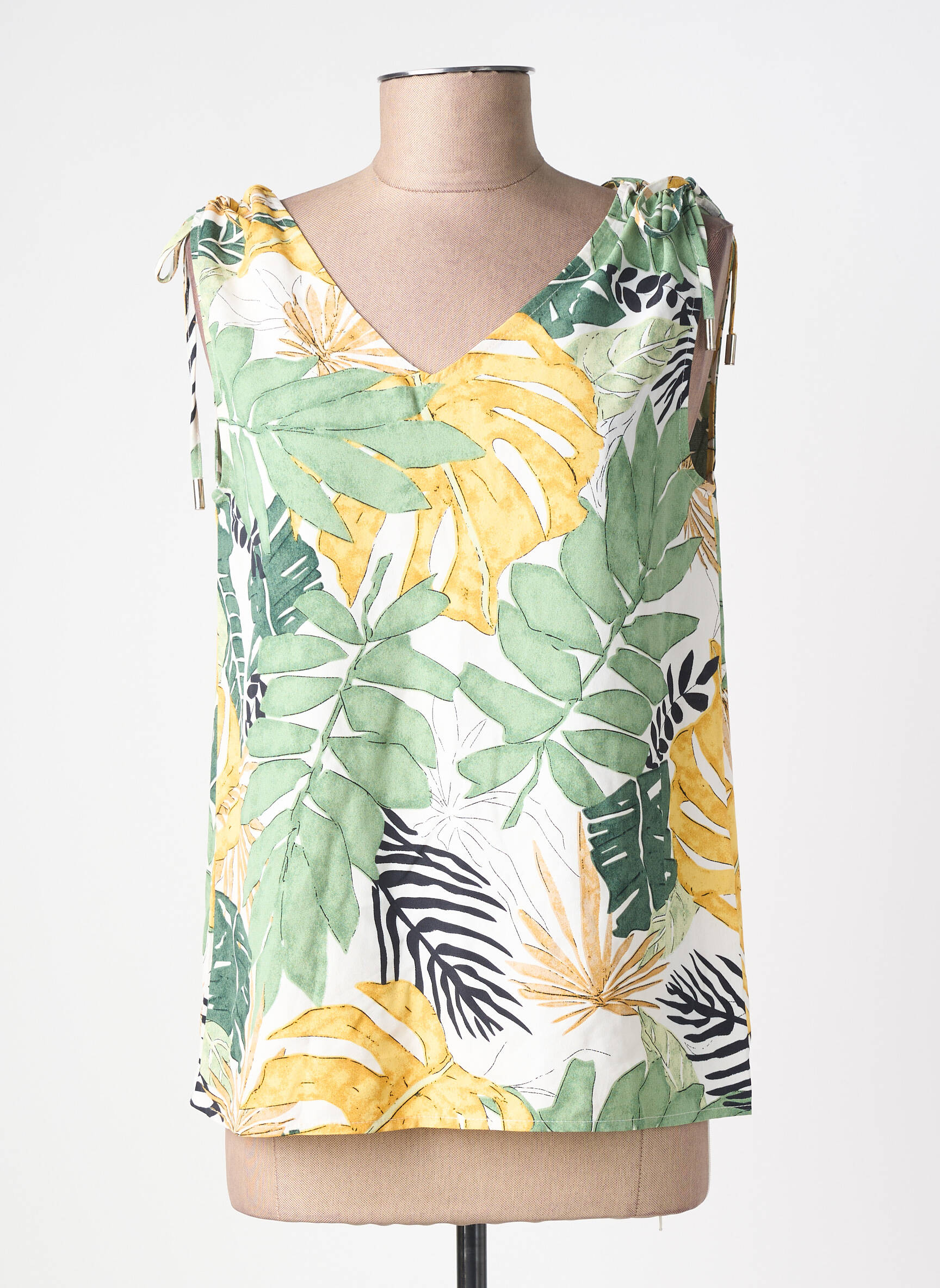 Top tissage crêpe sans manche vert MOLLY BRACKEN femme