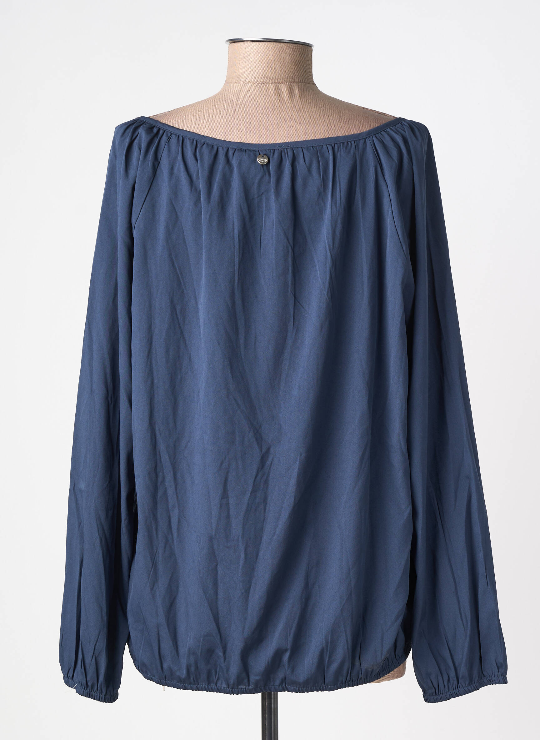 Blouse tissage popeline manches longues bleu DEELUXE femme