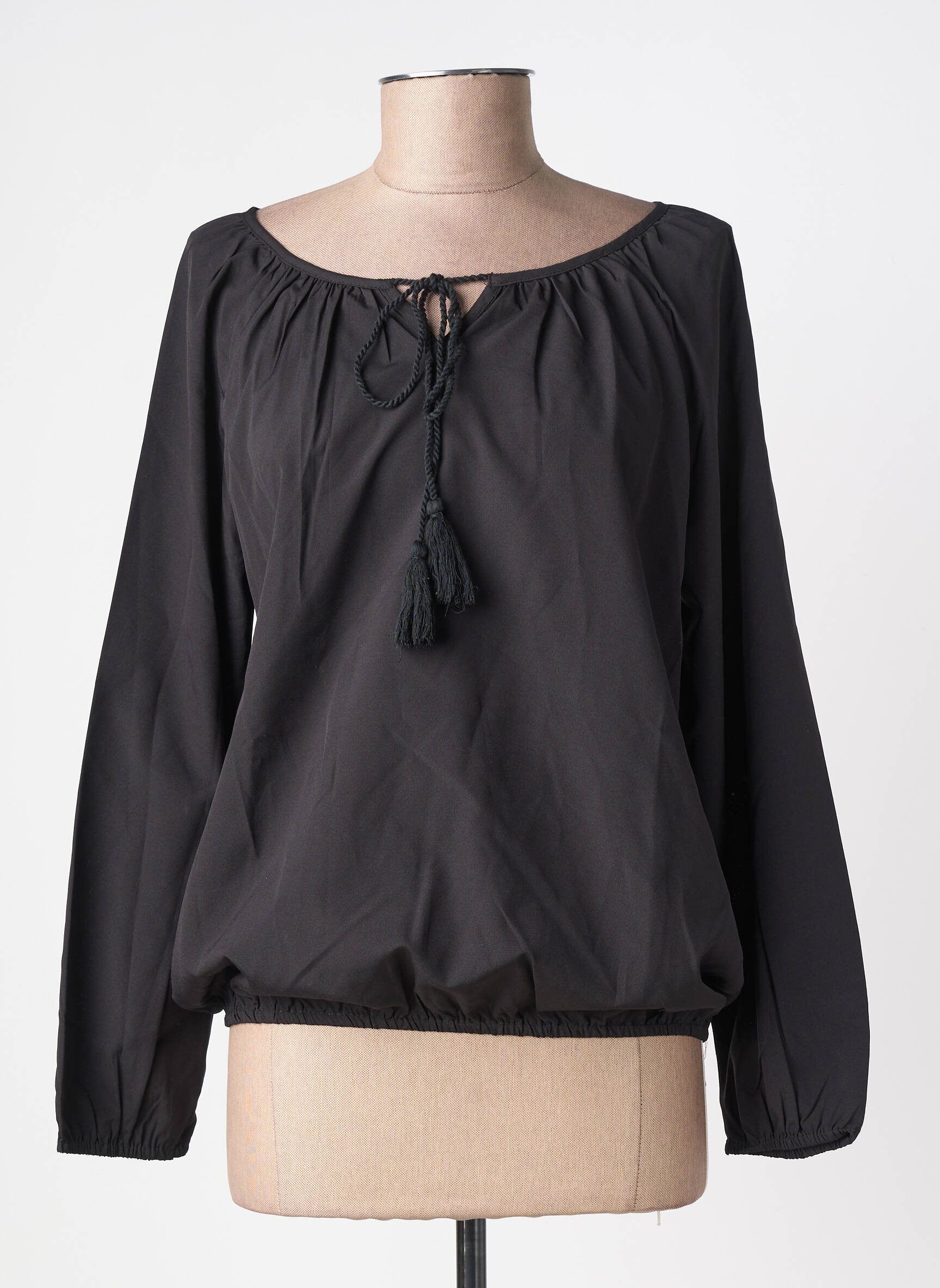 Blouse tissage popeline manches longues noir DEELUXE femme
