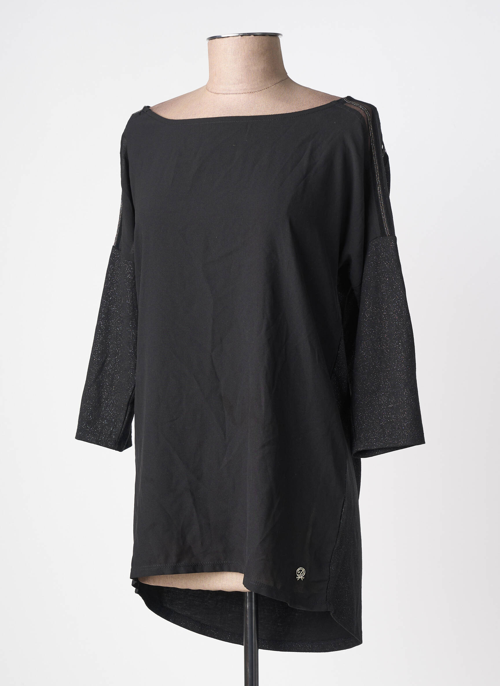 Tunique manches longues tissage crêpe noir DEELUXE femme