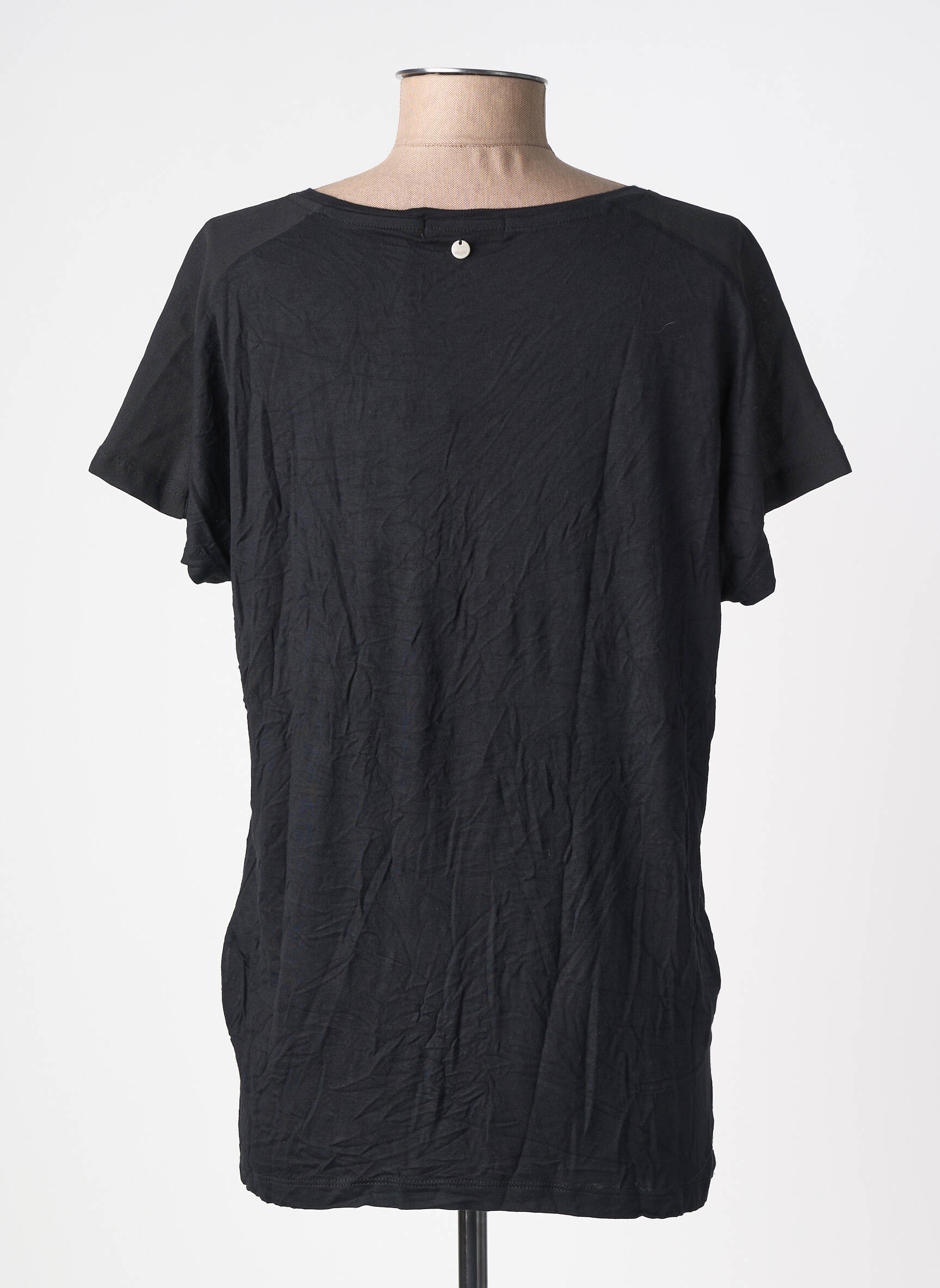 T-shirt col v manches courtes noir DEELUXE femme