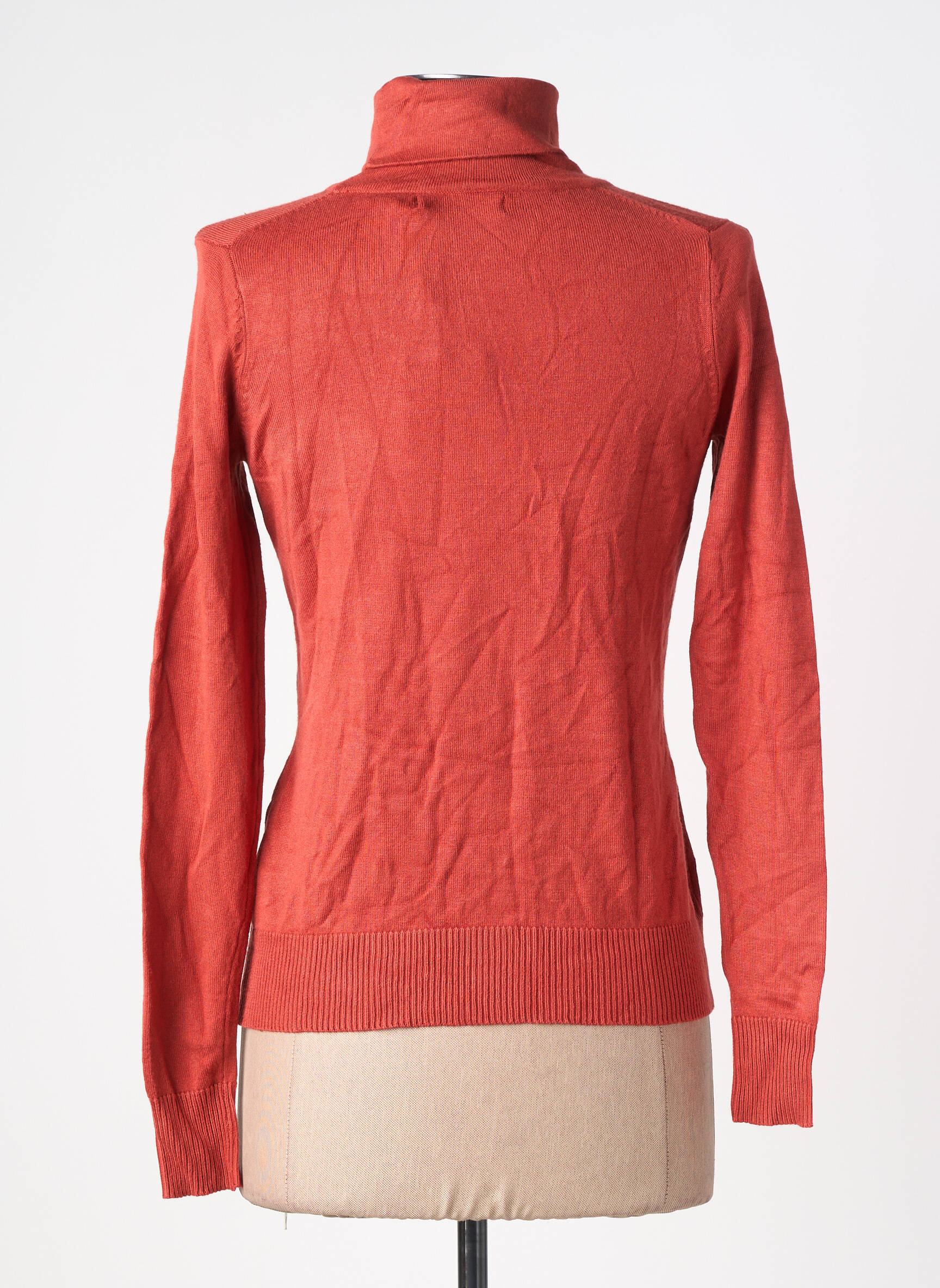 Pull col roulé stretch manches longues orange DEELUXE femme