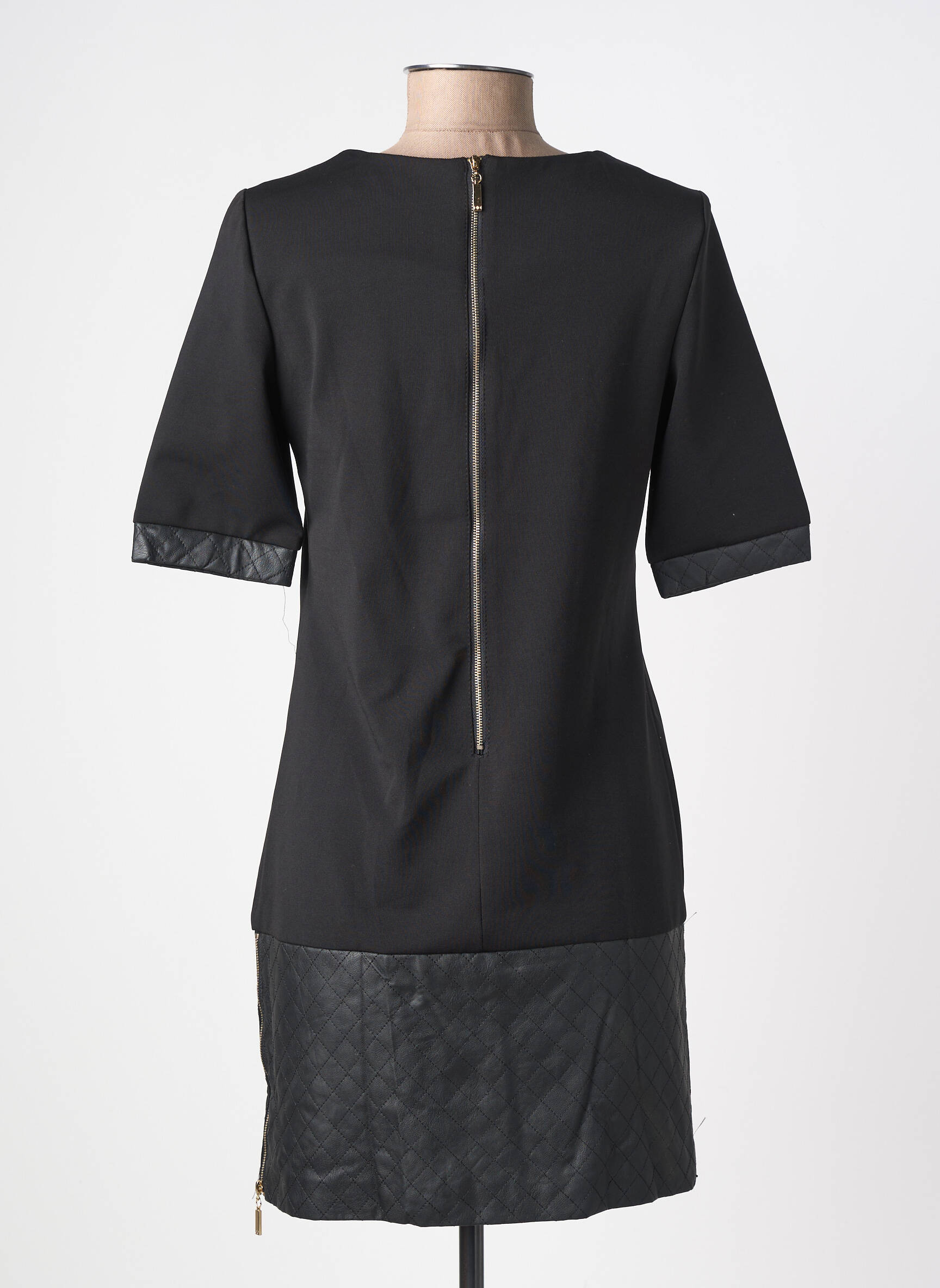 Robe courte fermeture zippée au dos manches courtes noir YOU YOU femme