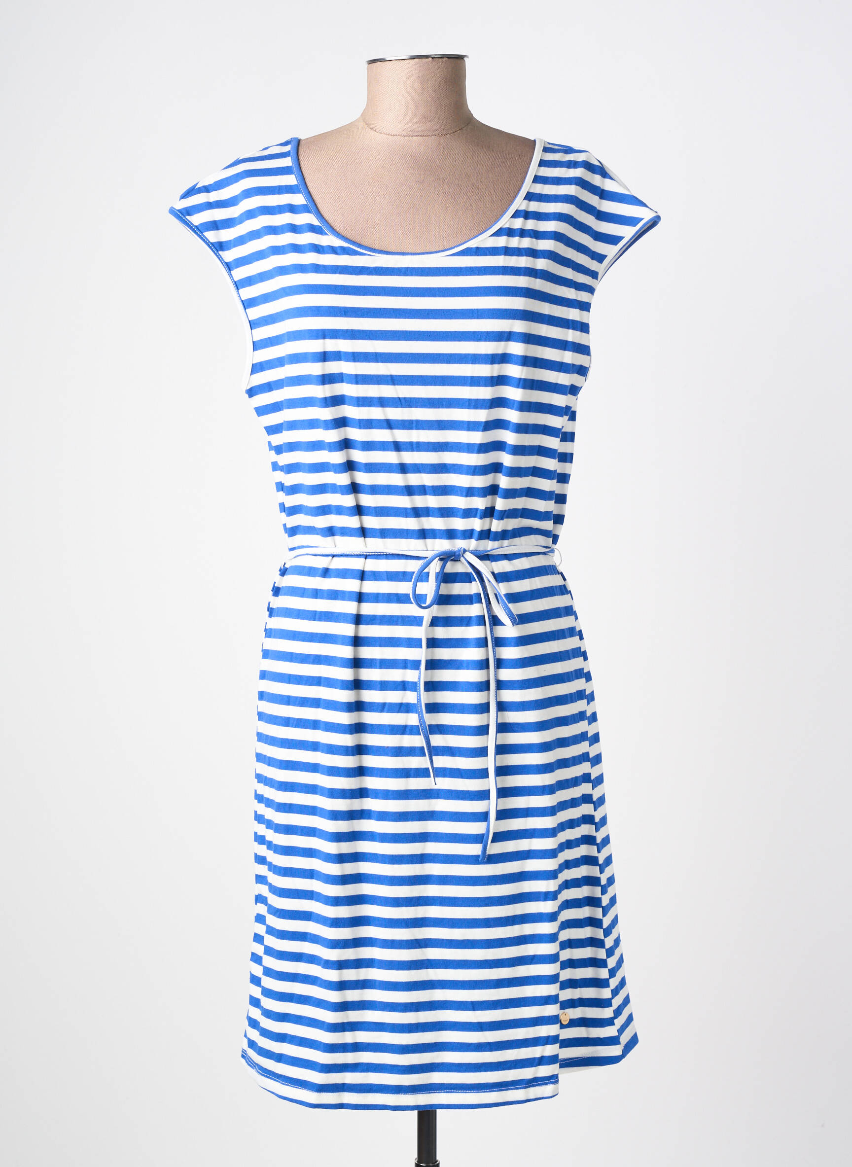 Robe mi-longue manches courtes manches courtes bleu DEELUXE femme