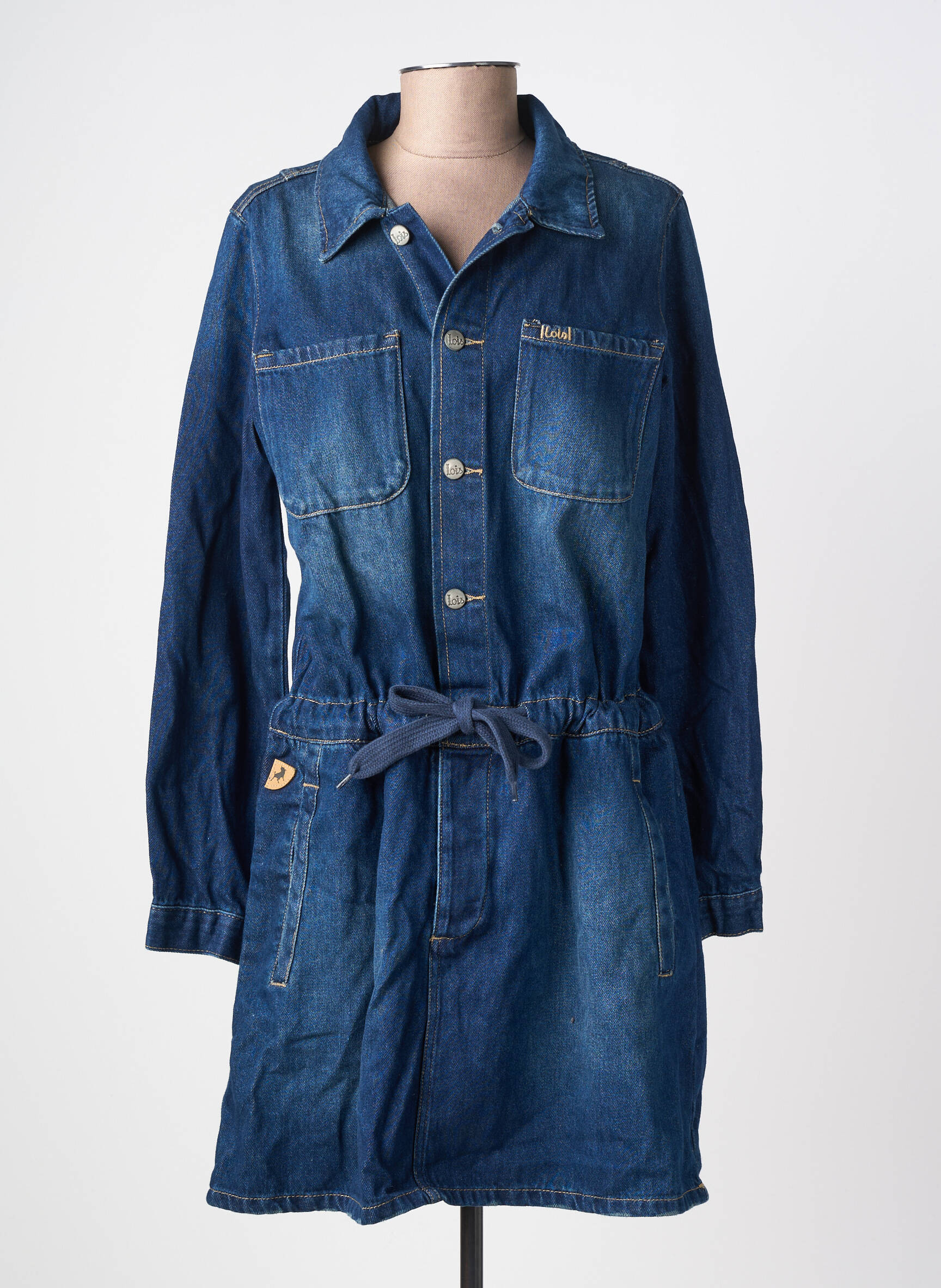 Robe courte manches longues manches longues bleu LOIS femme