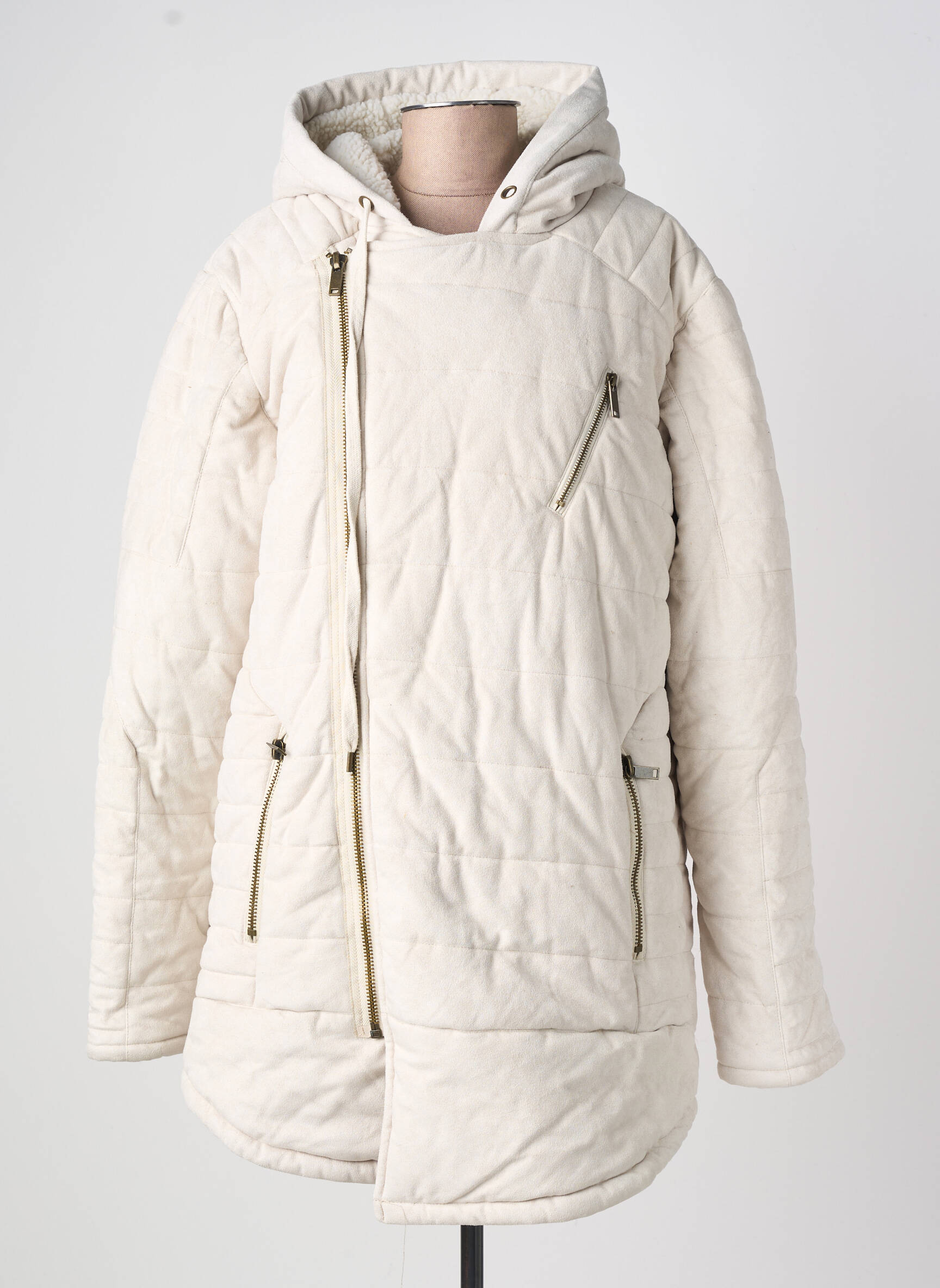 Doudoune manches longues a capuche beige BLACK KAVIAR femme
