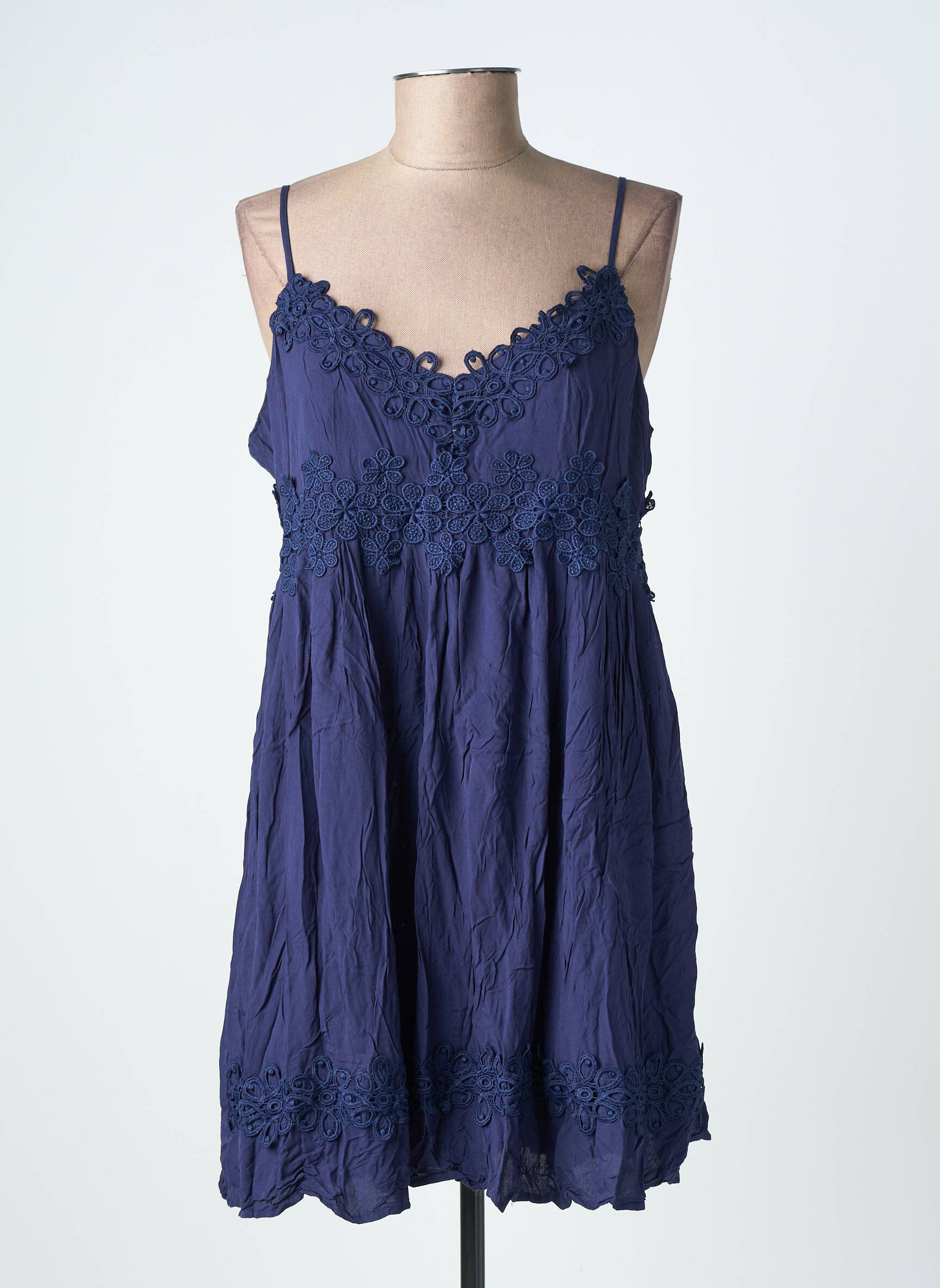 Robe courte coupe cintrée fines bretelles bleu MOLLY BRACKEN femme