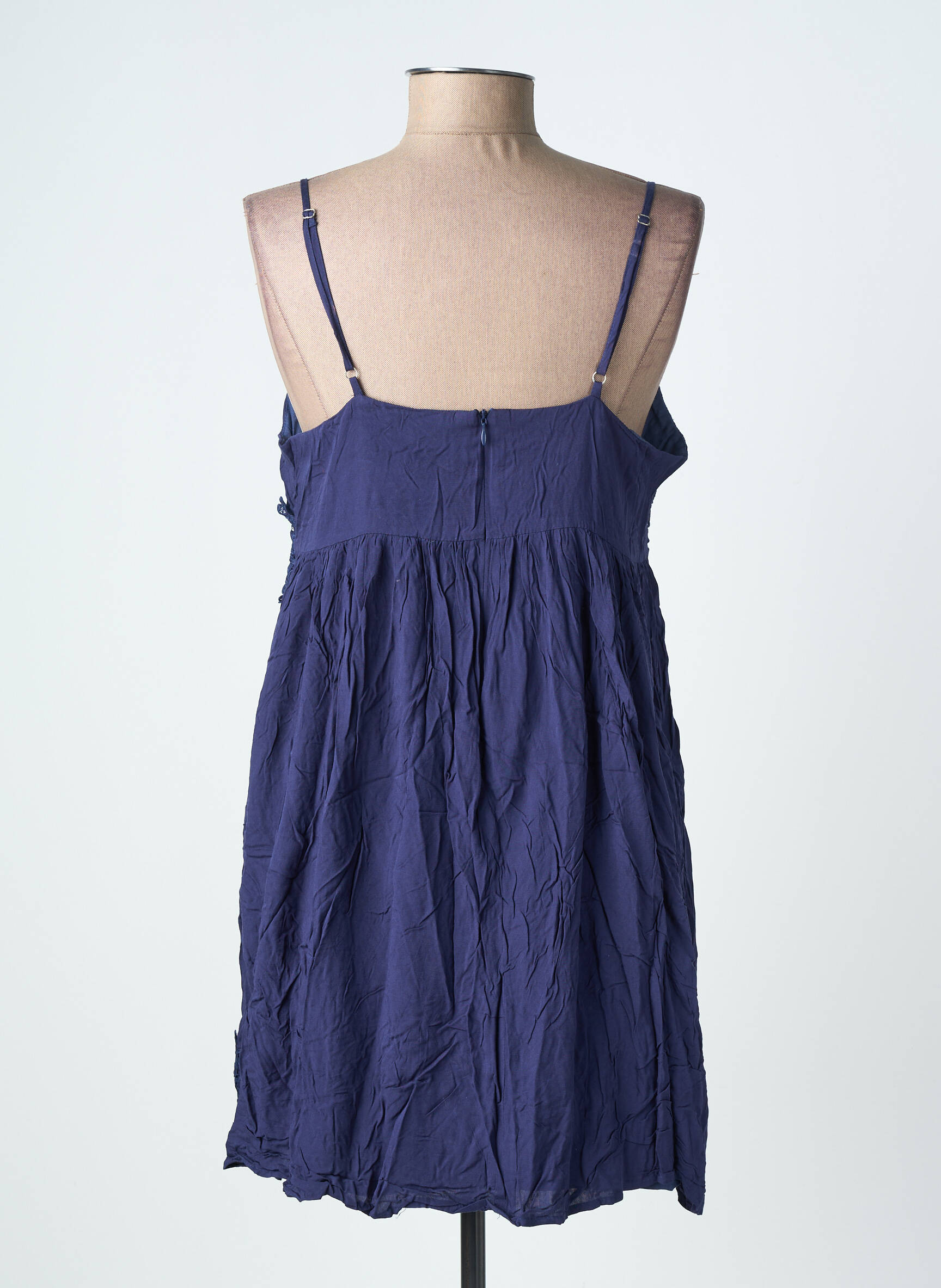 Robe courte coupe cintrée fines bretelles bleu MOLLY BRACKEN femme
