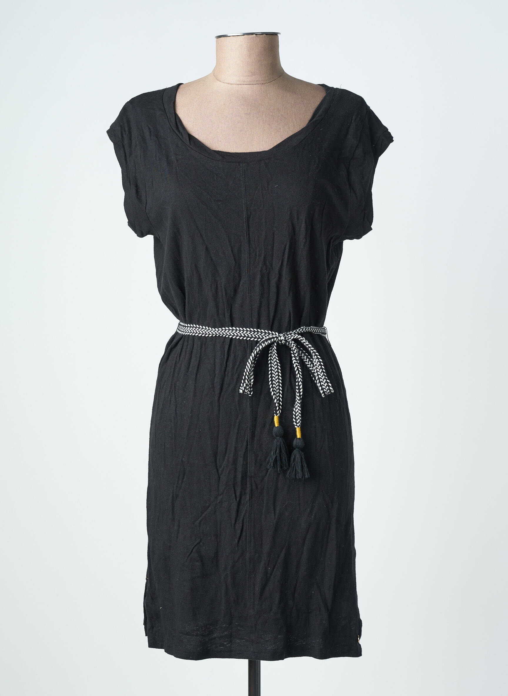 Robe courte manches courtes manches courtes noir DEELUXE femme