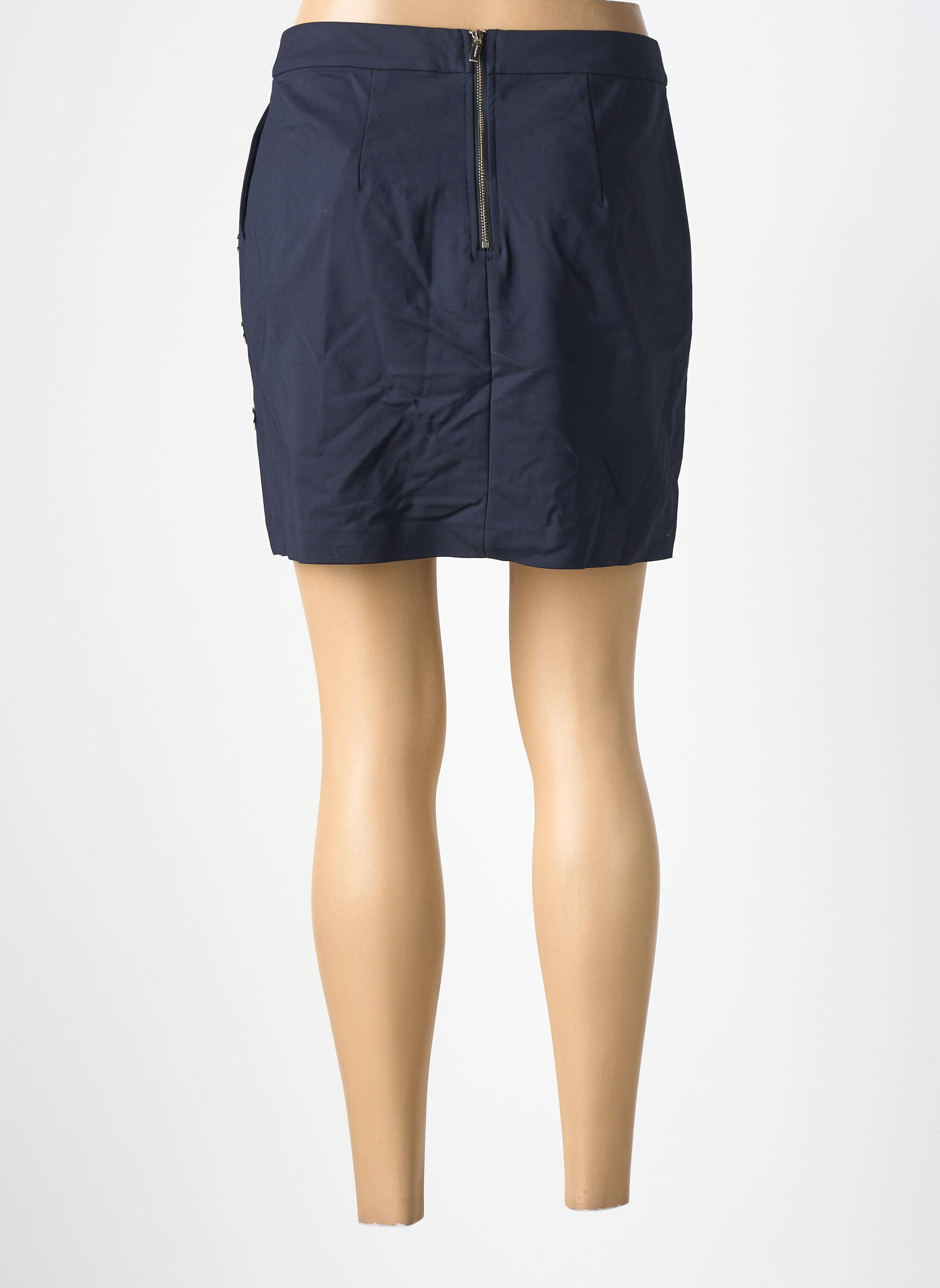 Jupe courte taille à pinces bleu MORGAN femme