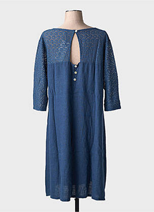 Robe mi-longue manches 3/4 manches 3/4 bleu MALOKA femme
