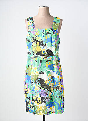 Robe mi-longue sans manche sans manche vert MALOKA femme