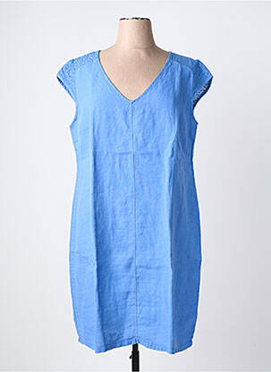 Robe mi-longue manches courtes manches courtes bleu MALOKA femme