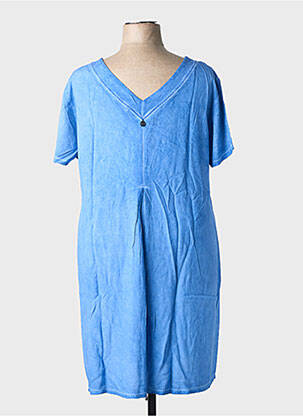 Robe mi-longue manches courtes manches courtes bleu MALOKA femme