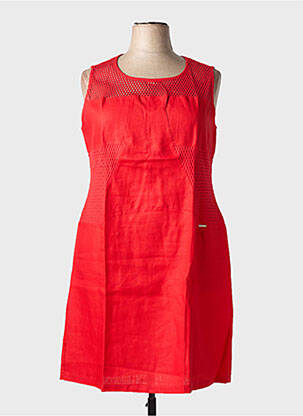 Robe mi-longue sans manche sans manche rouge MALOKA femme