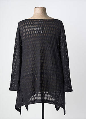 Top col rond manches 3/4 noir G!OZE femme