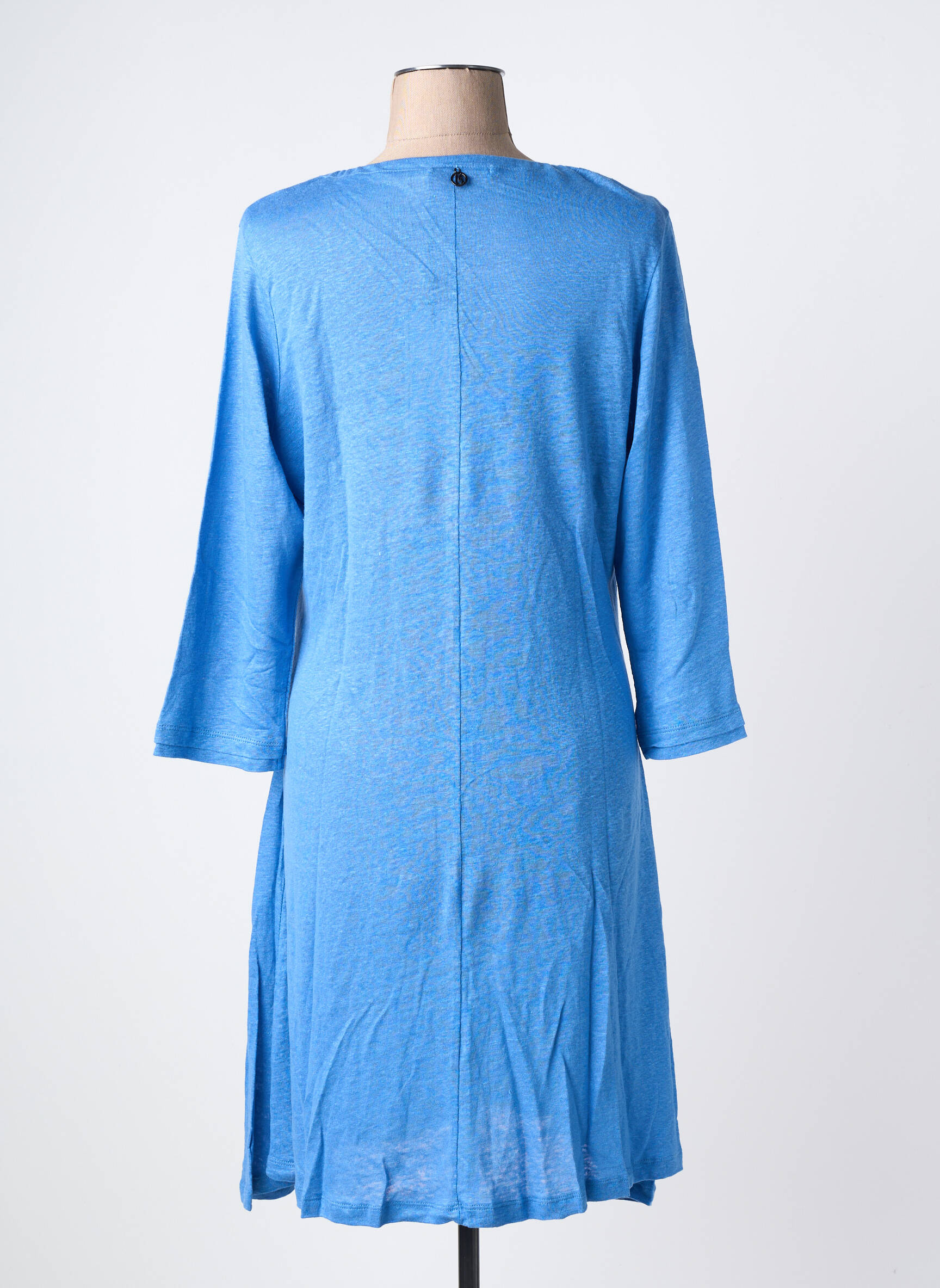 Robe pull coupe droite manches 3/4 bleu MALOKA femme