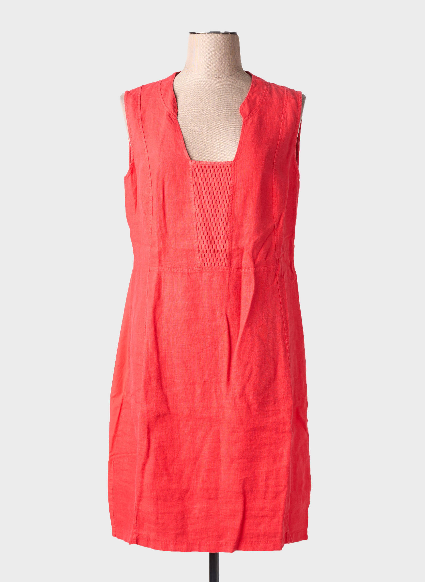 Robe mi-longue sans manche sans manche rouge MALOKA femme