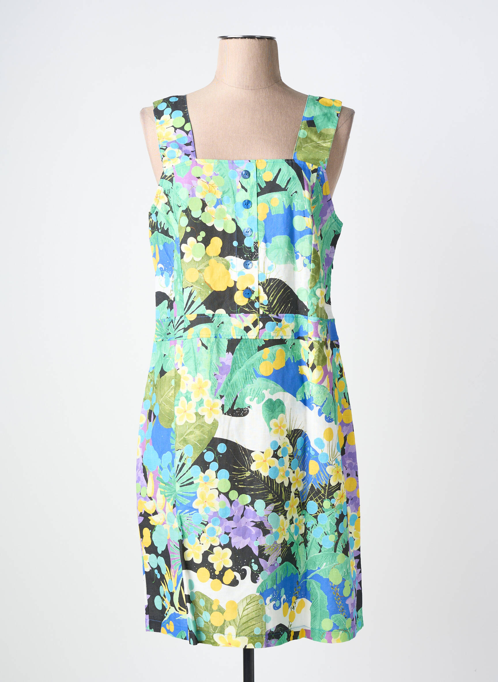 Robe mi-longue sans manche sans manche vert MALOKA femme