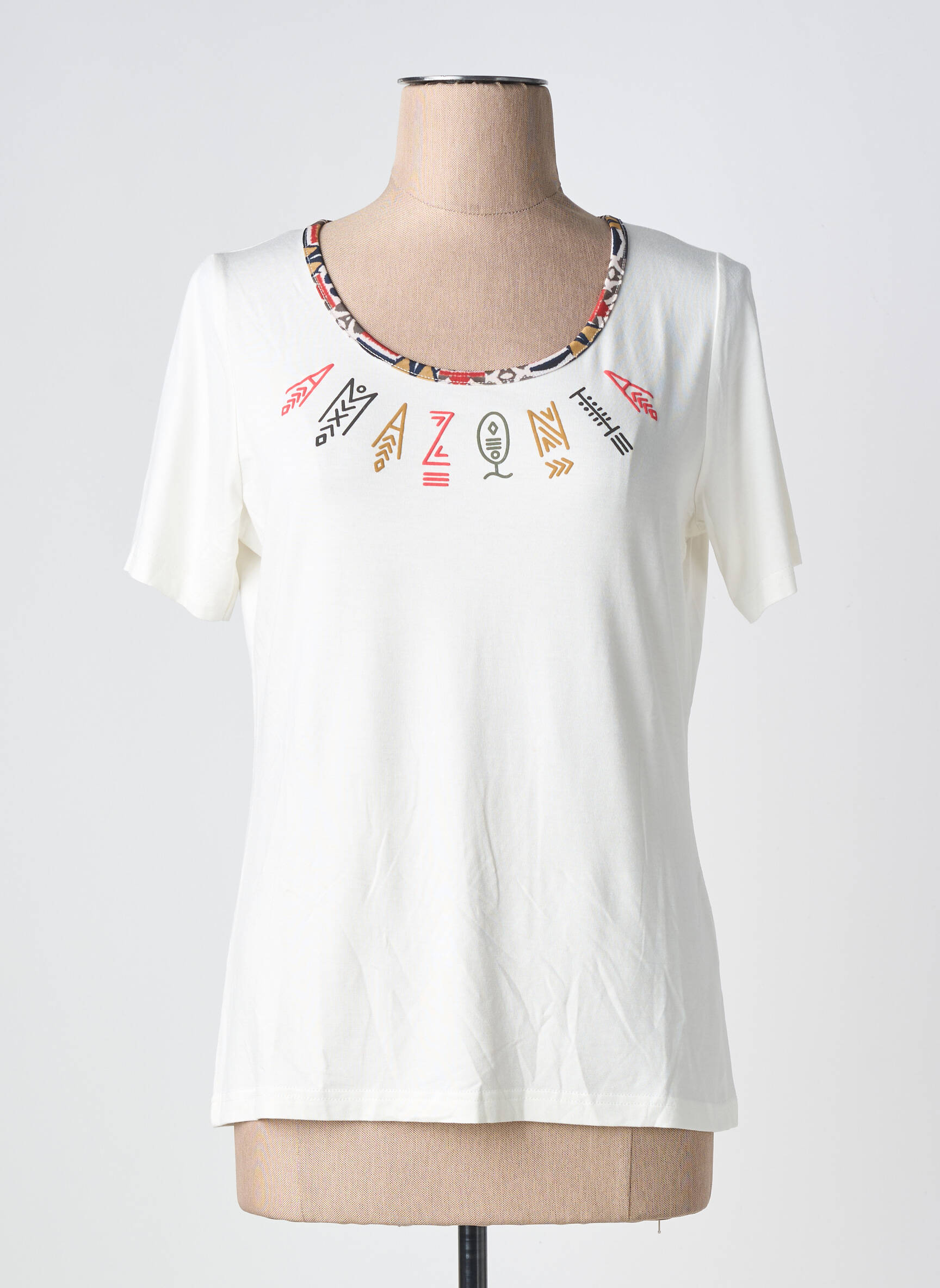 T-shirt sérigraphie manches courtes blanc TELMAIL femme